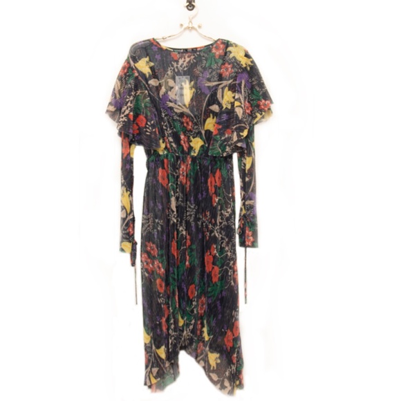 NWT Zara Collection Woman Basic Shimmer Floral Black Long Sleeve Dress S… - Picture 4 of 16